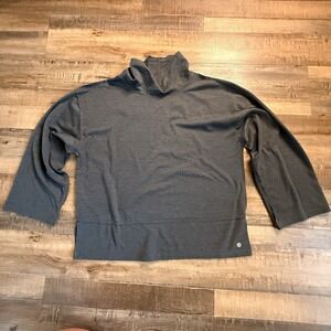 Apana Grey Mock Neck Long Sleeve Top Sz M Raw Hem